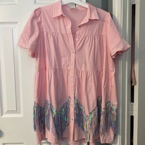 Pink sequin fringe dress